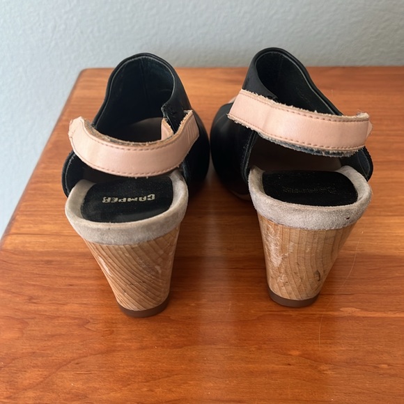 Camper black leather wedge sandals women’s size 38 EU (7.5-8 US) - Picture 4 of 9